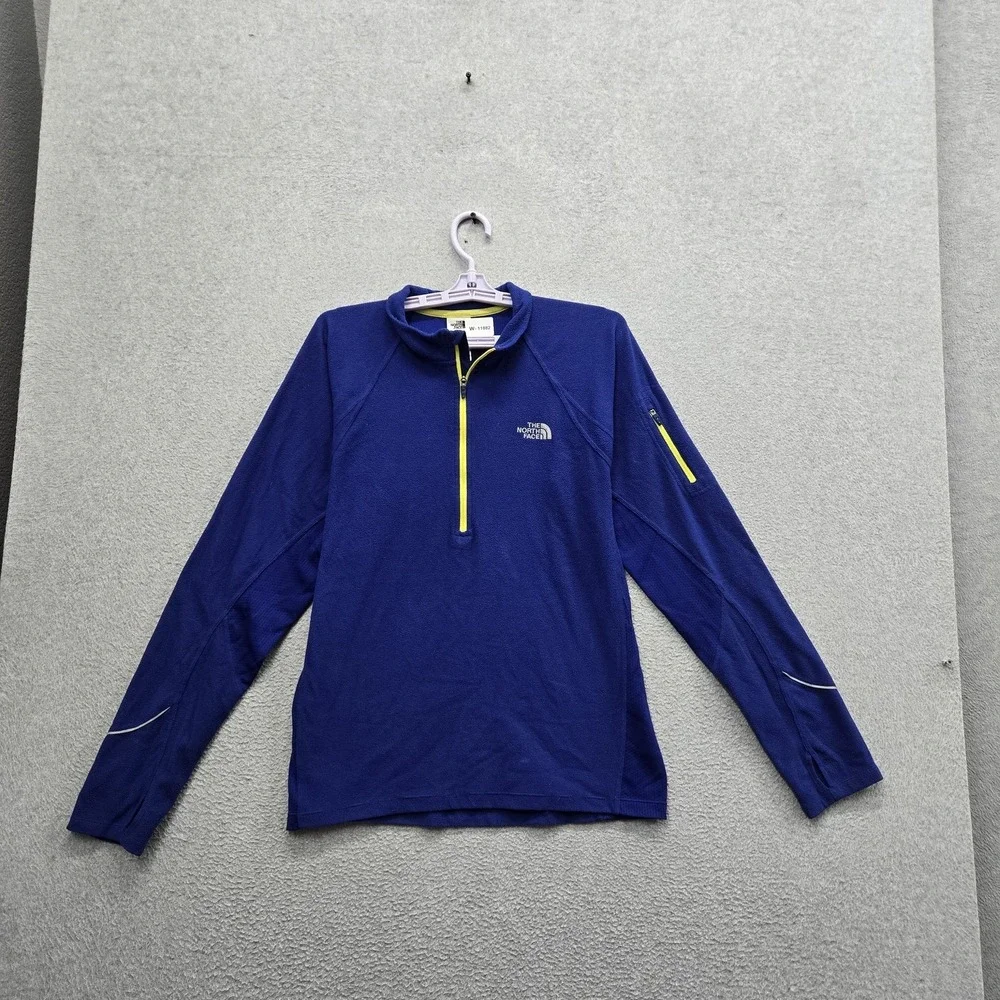 The North Face Men Sweatshirt M Blue Fleece Quarter Zip Activewear Zipper